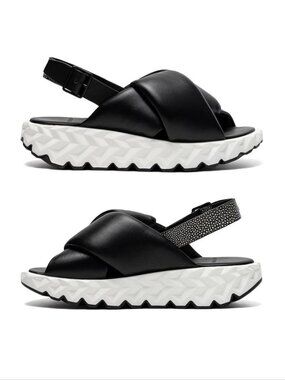 4CCCCEES Jabara Coil Slingback Sandals Size 10 41 Leather Oreo Black White NEW